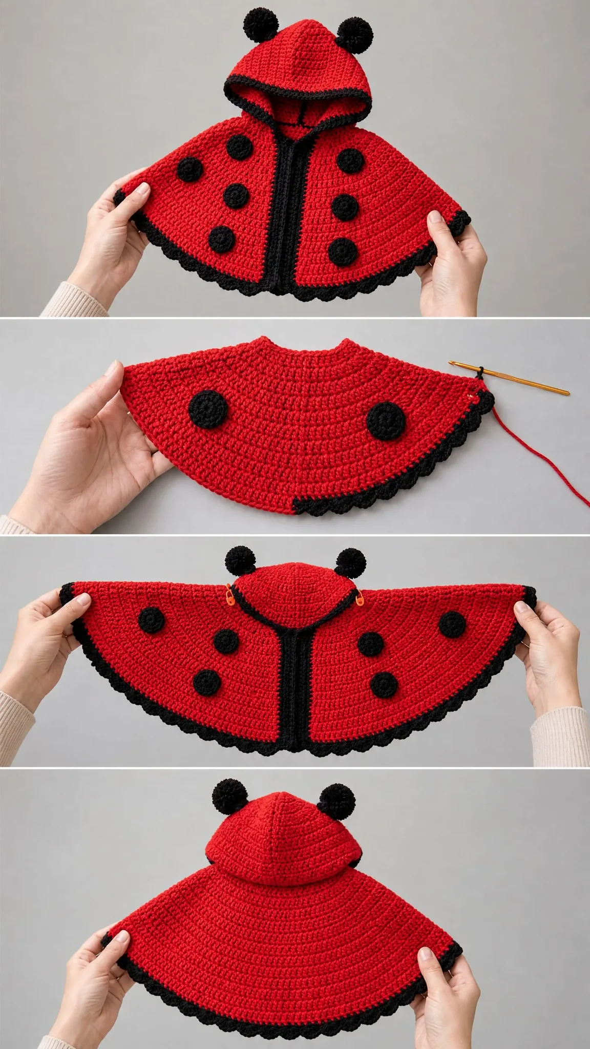 Baby Ladybug Poncho Free Crochet Pattern