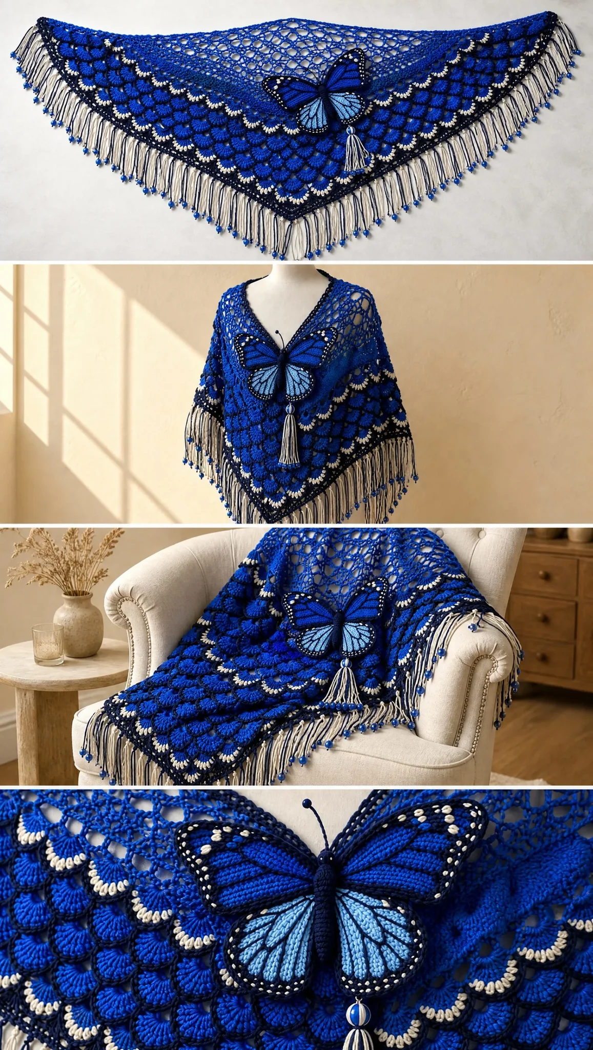 Blue Morpho Butterfly Shawl Crochet Pattern