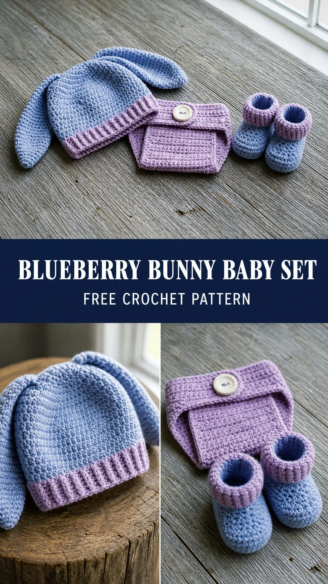 Blueberry Bunny Baby Set Free Crochet Pattern