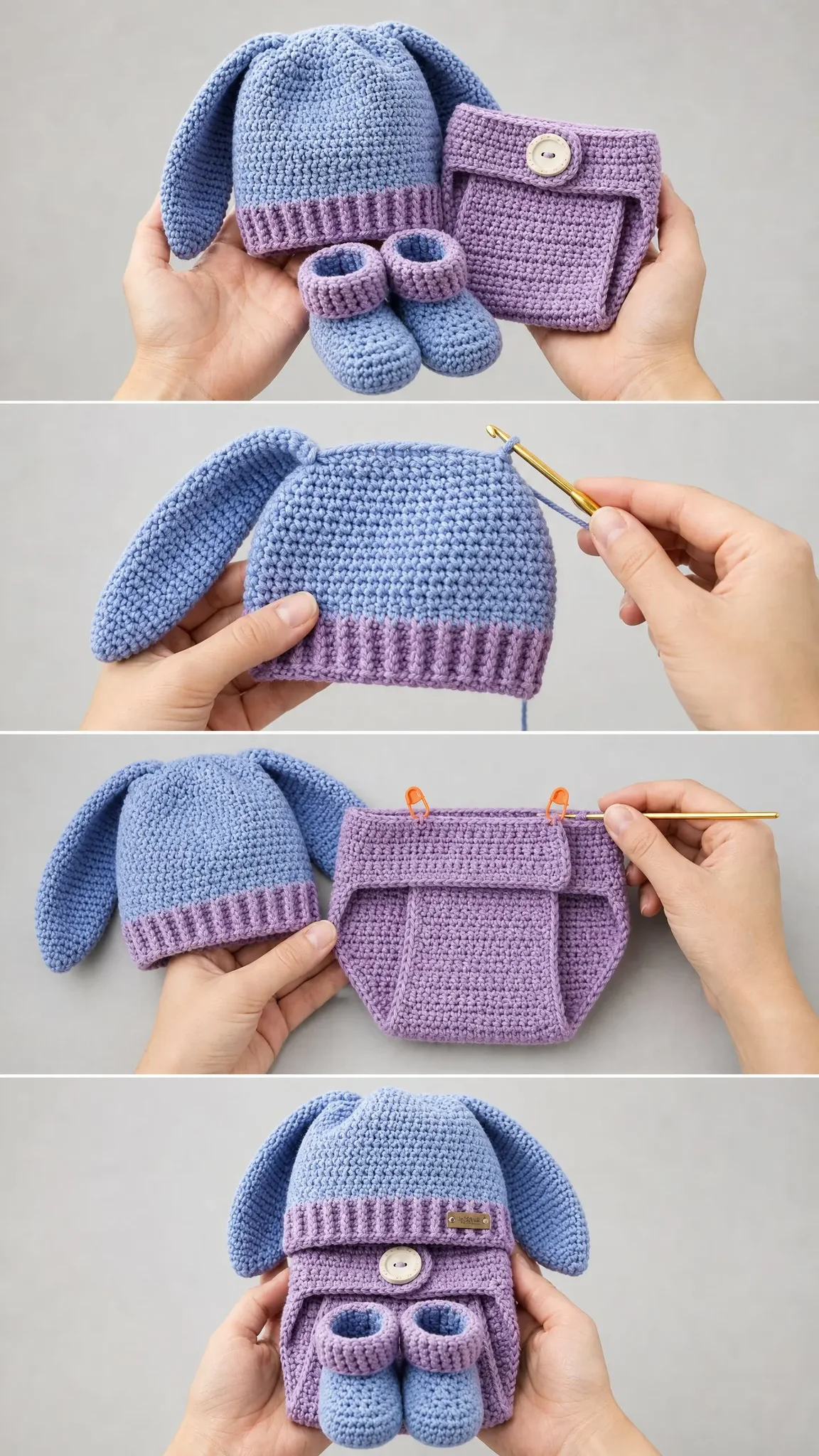 Blueberry Bunny Baby Set Free Crochet Pattern