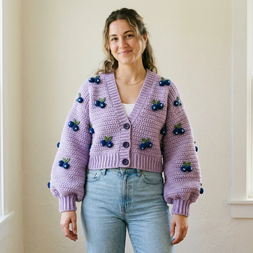 Blueberry Dream Cropped Cardigan Free Crochet Pattern