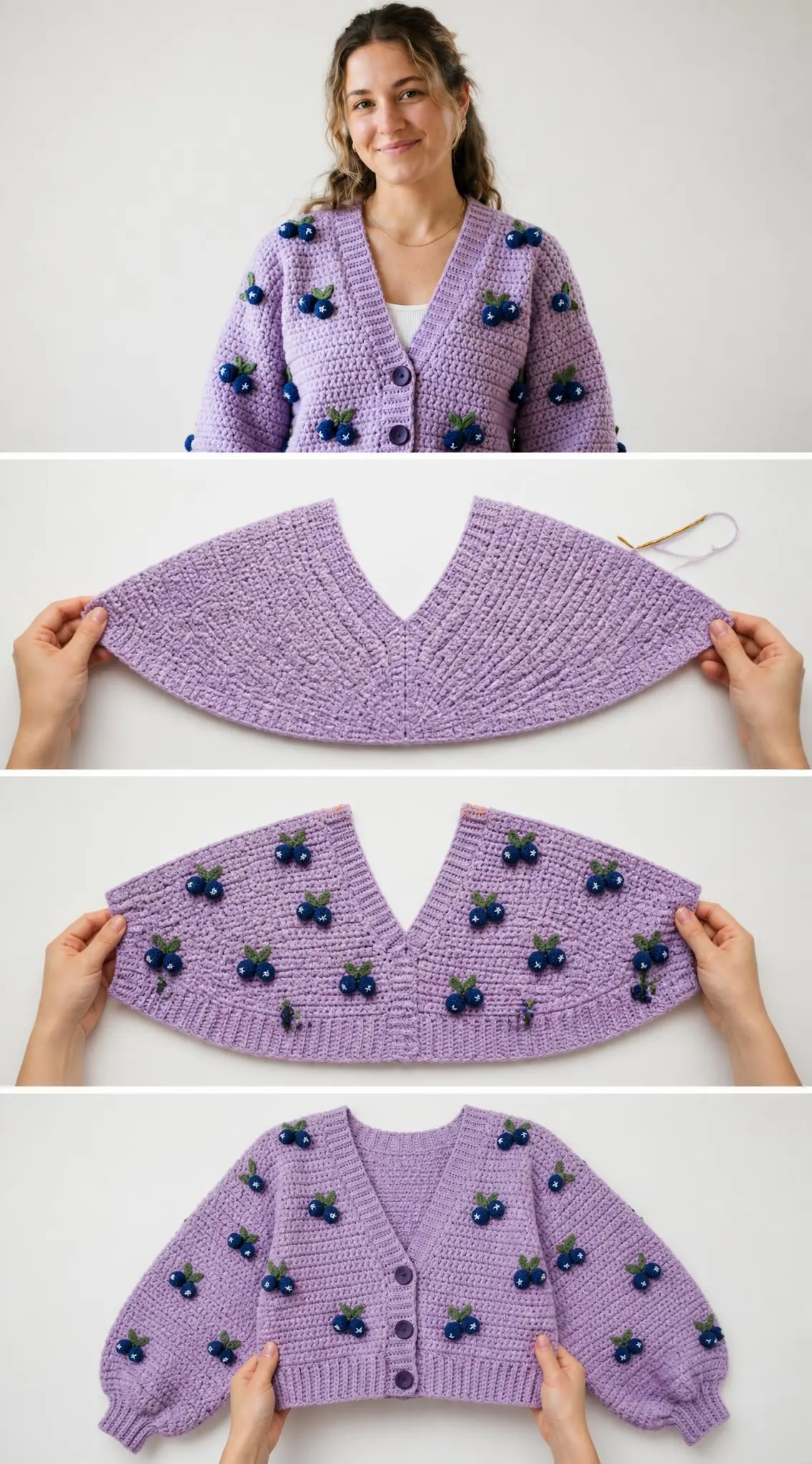 Blueberry Dream Cropped Cardigan Free Crochet Pattern
