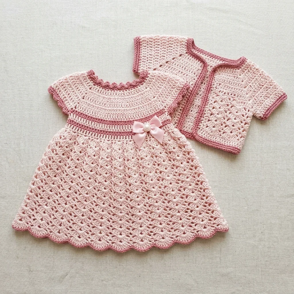 Blush Pink Lace Baby Dress Free Crochet Pattern