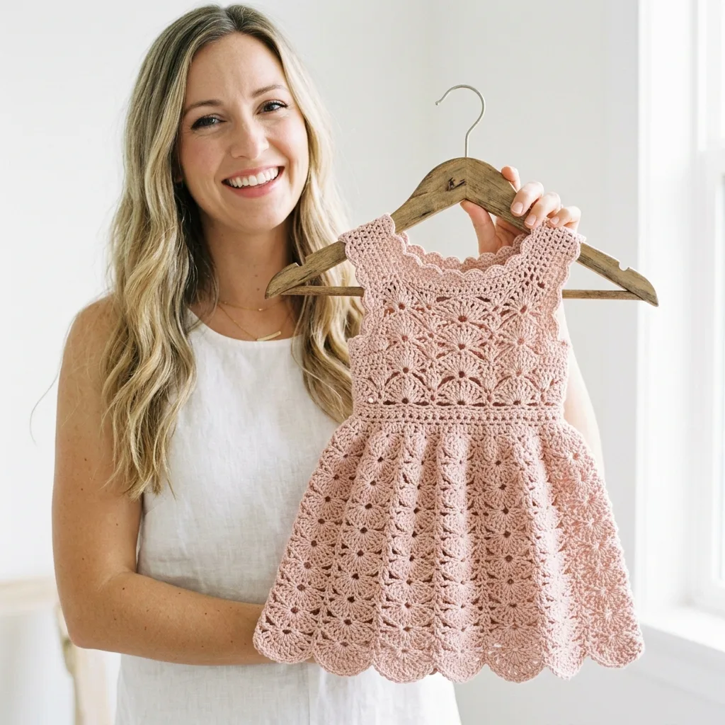 Blush Pink Lace Baby Dress Free Crochet Pattern