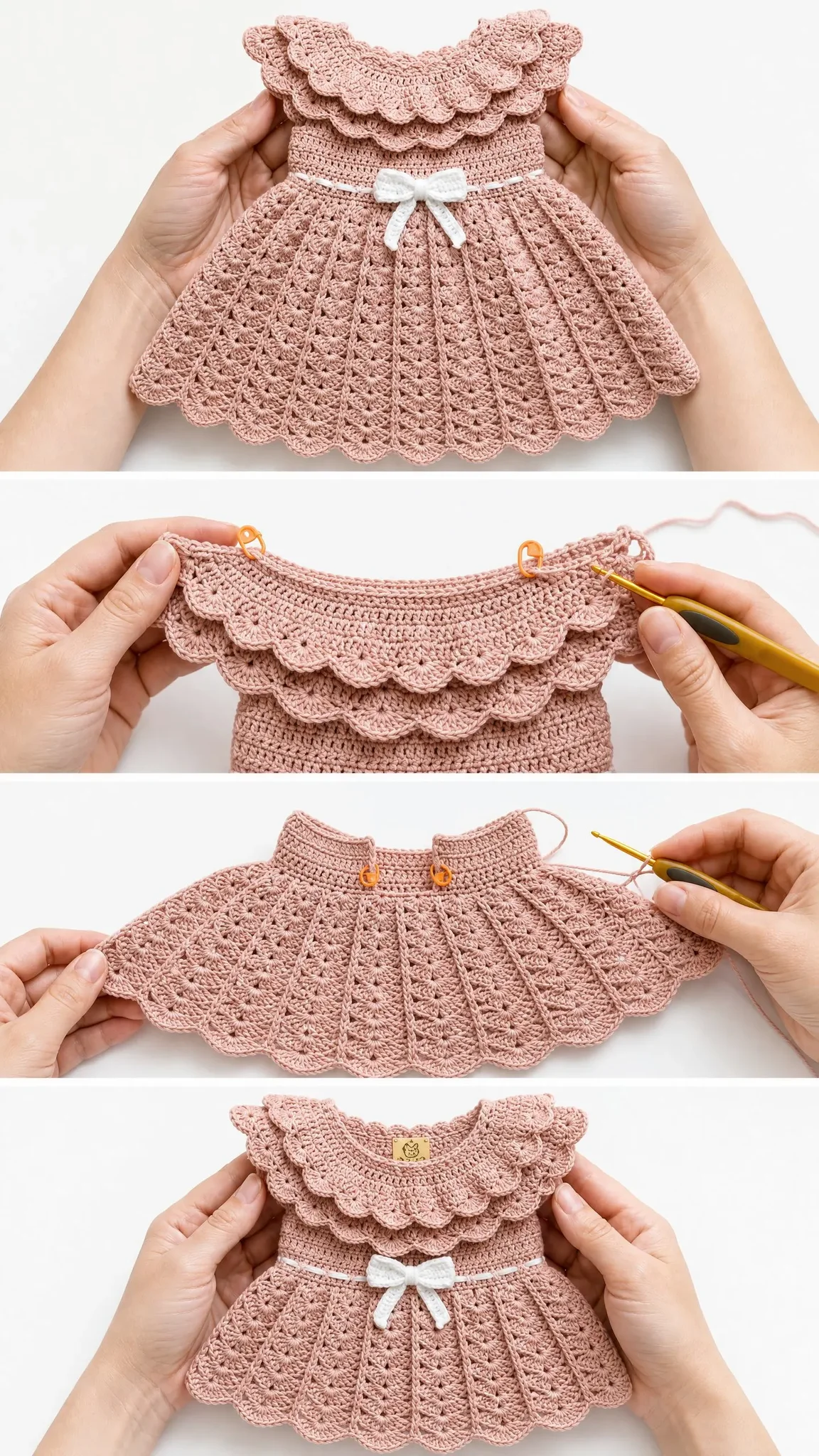 Blush Pink Ruffle Baby Dress Set Free Crochet Pattern
