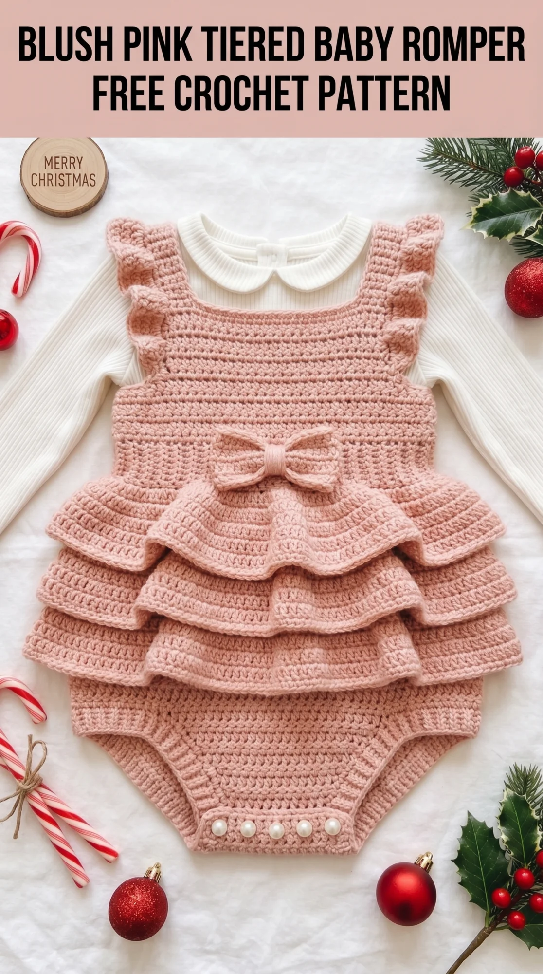 Blush Pink Tiered Baby Romper Free Crochet Pattern — crochet pattern pin image