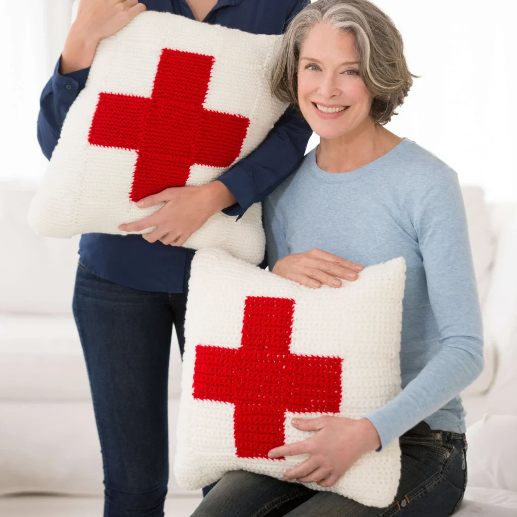 Cares Crochet Pillow Pattern design showcasing colorful crochet stitches