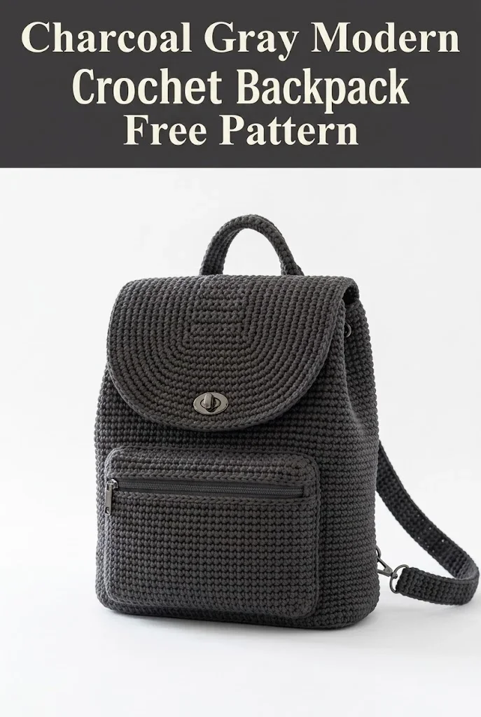 Charcoal Gray Modern Crochet Backpack Free Pattern