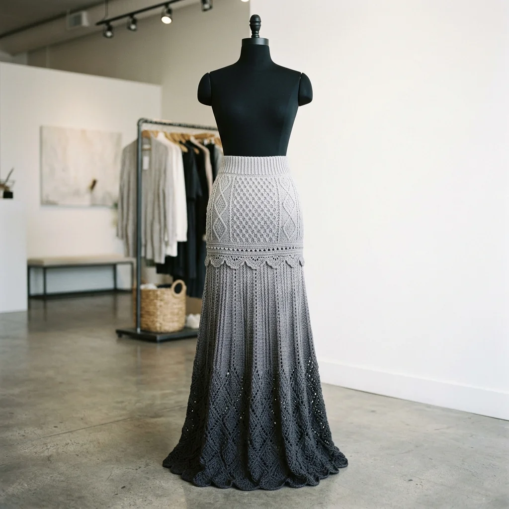 Charcoal Gray Modern Lace Maxi Skirt Free Crochet Pattern