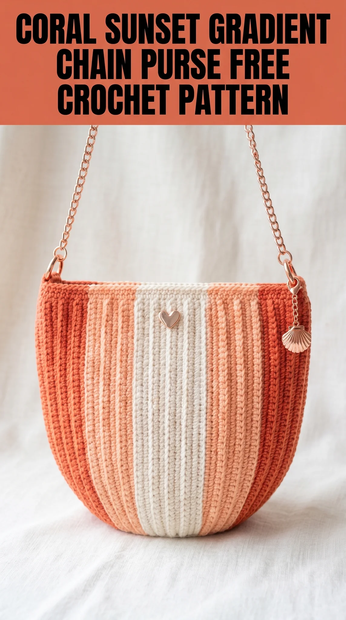 Coral Sunset Gradient Chain Purse Free Crochet Pattern
