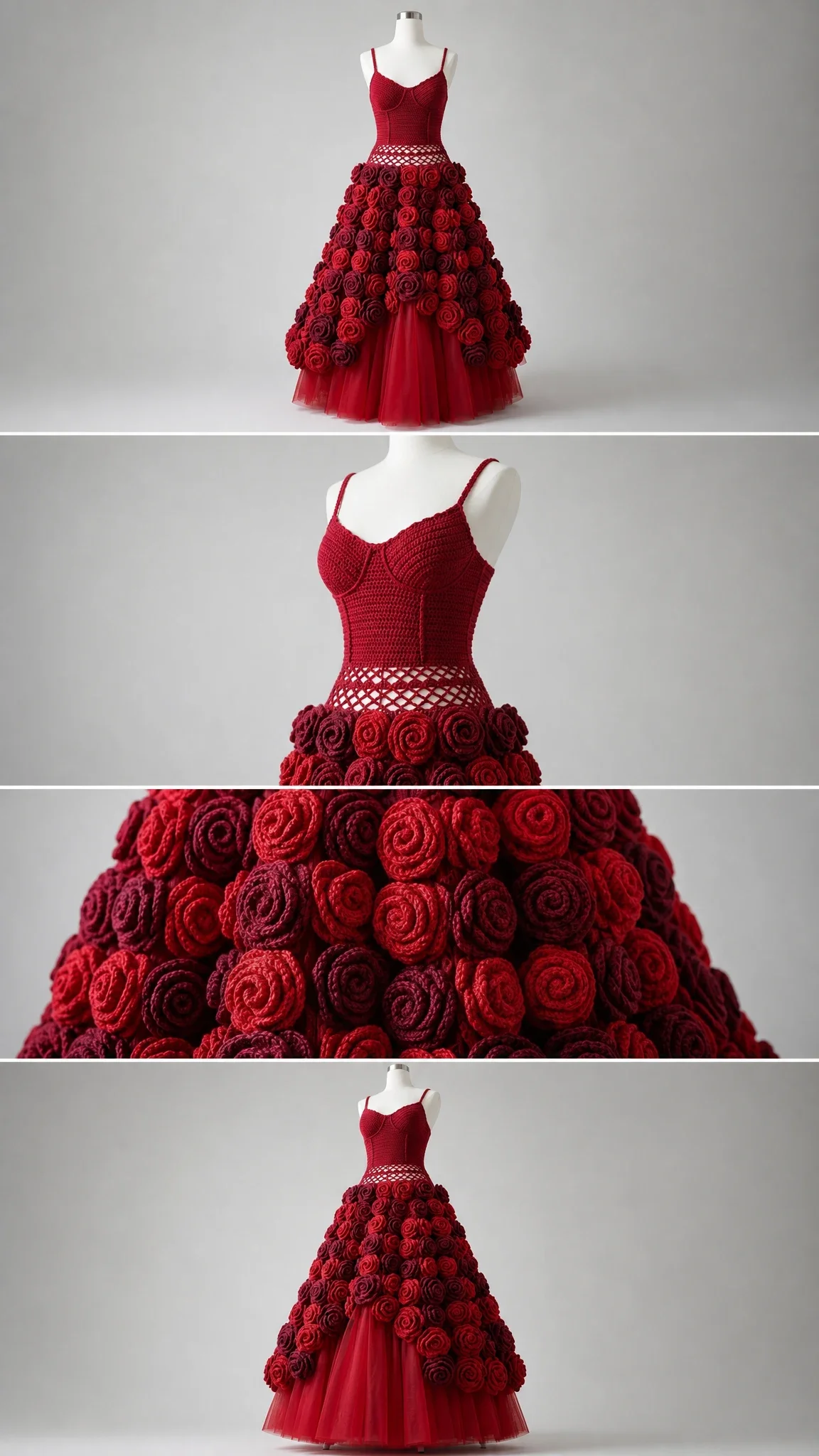Crimson Valentine Rose Crochet Dress Free Crochet Pattern