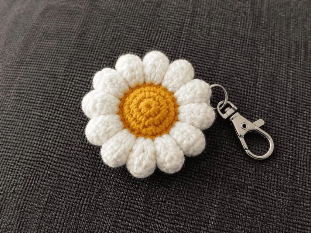 crochet flower keychain