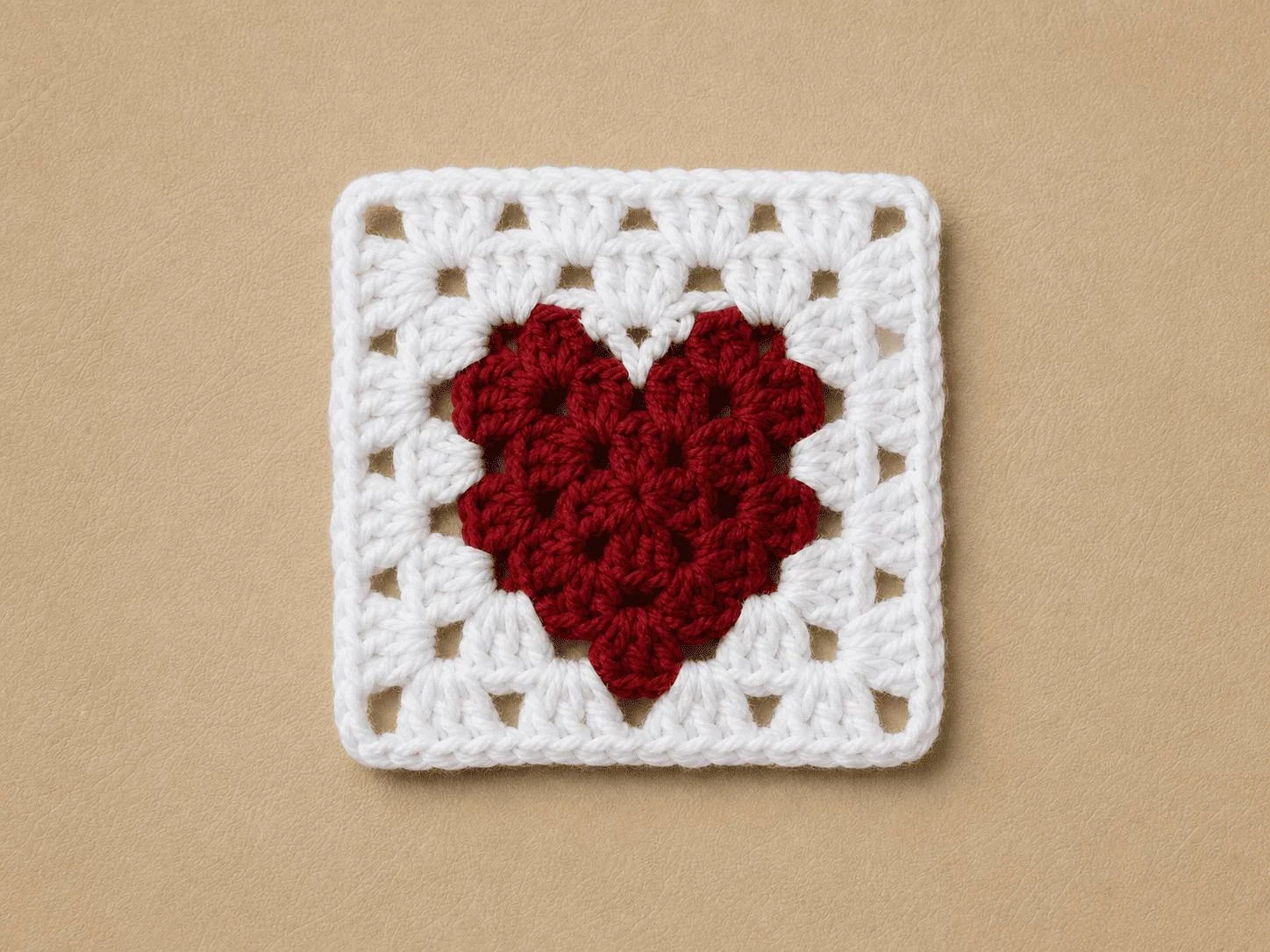 Finished crochet heart granny square