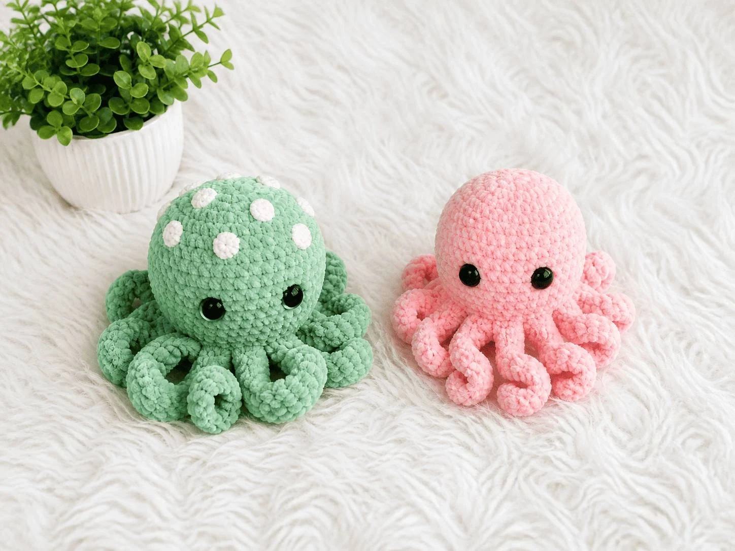 Finished small crochet octopus toys