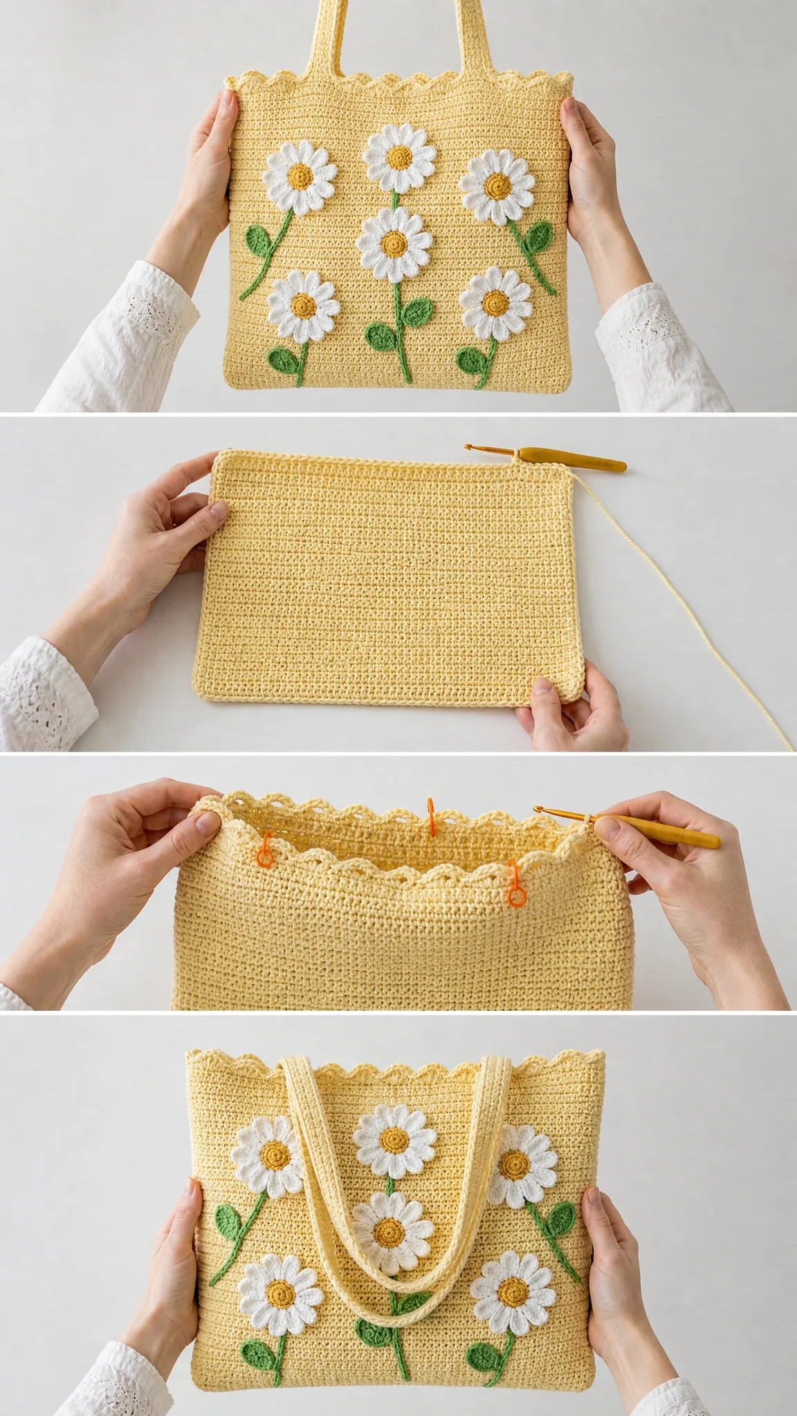 Daisy Meadow Crochet Tote Free Pattern