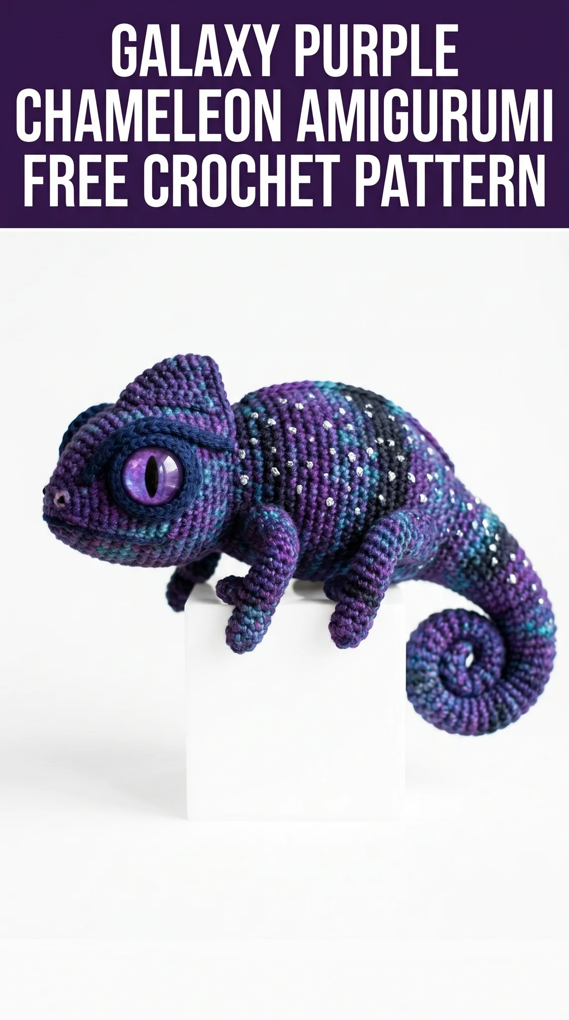 Galaxy Purple Chameleon Amigurumi Free Crochet Pattern