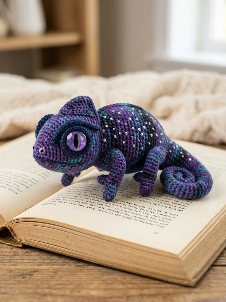 Galaxy Purple Chameleon Amigurumi Free Crochet Pattern