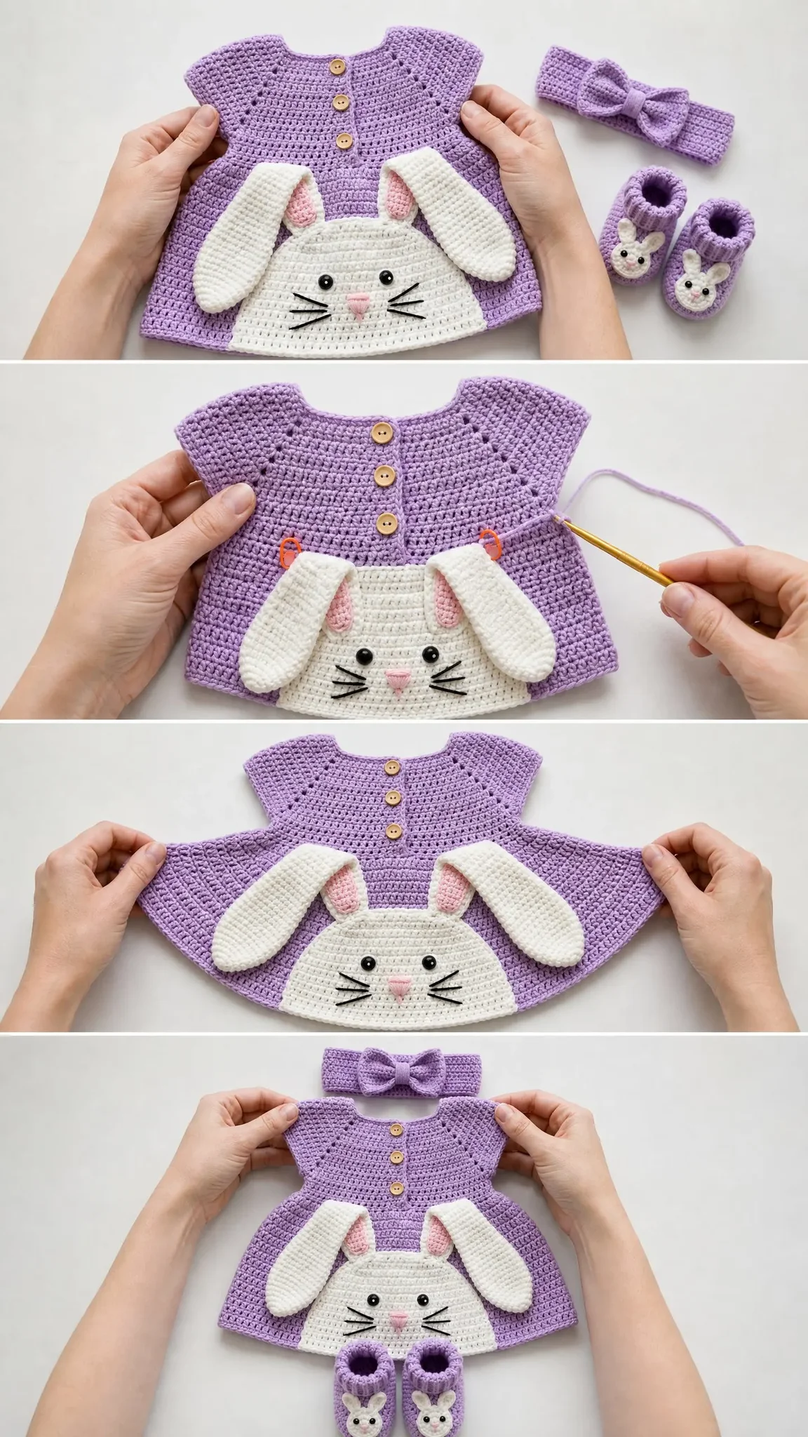 Lavender Bunny Baby Dress Set Free Crochet Pattern