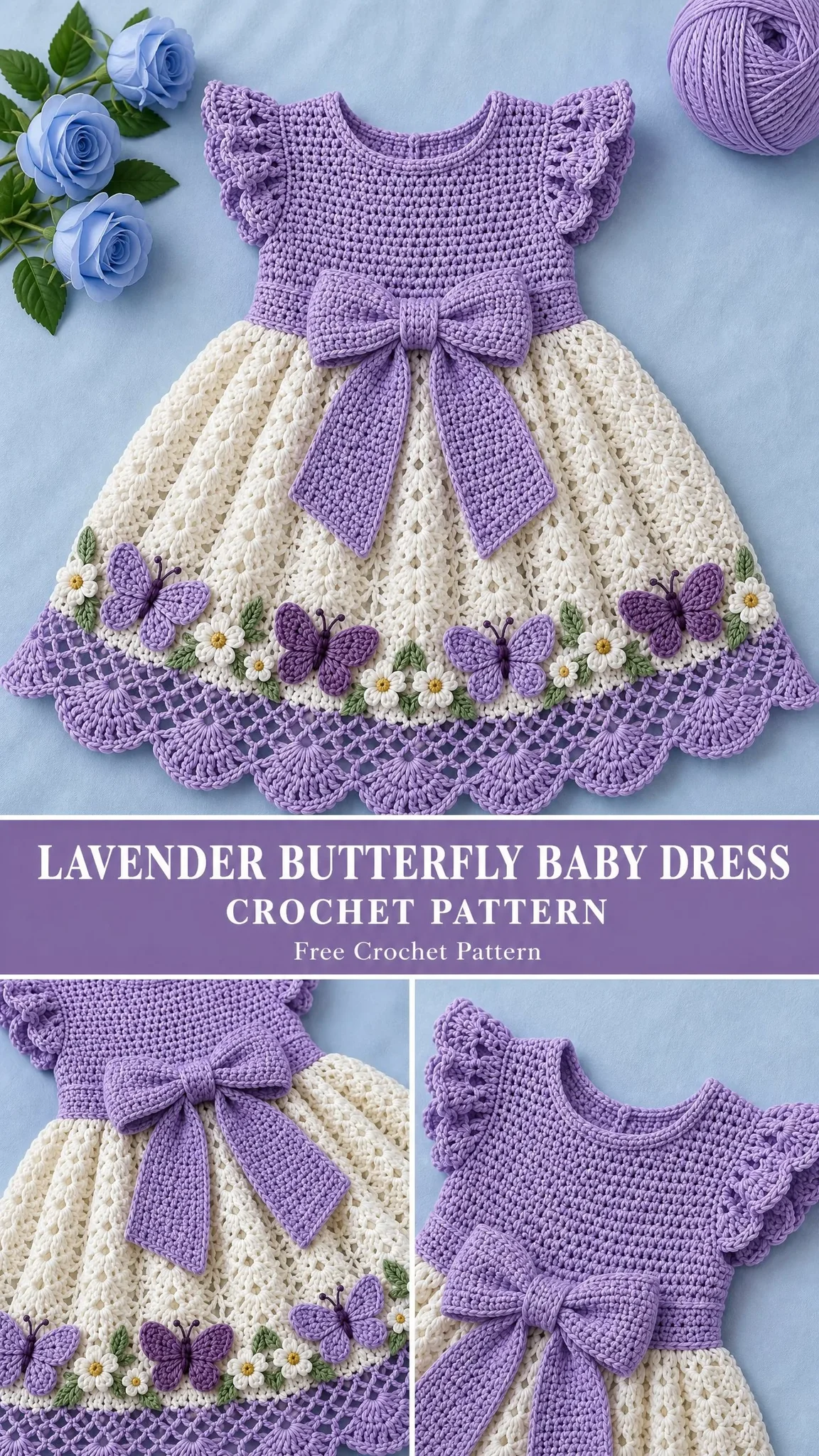 Lavender Butterfly Baby Dress Crochet Pattern