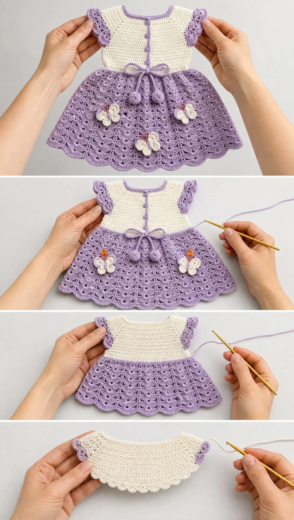 Lavender Butterfly Baby Dress Free Crochet Pattern