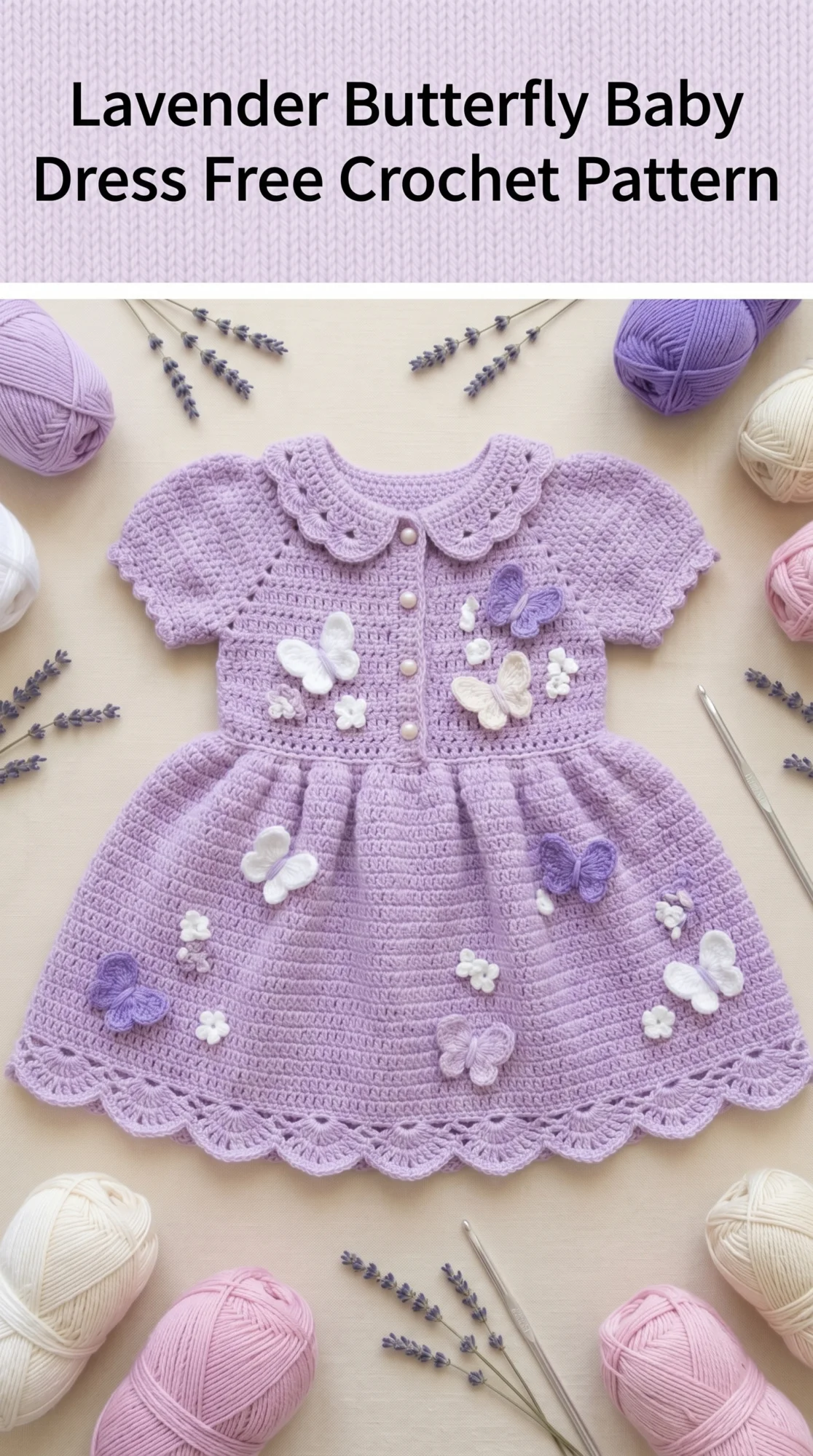 Lavender Butterfly Baby Dress Free Crochet Pattern crochet pattern — pin image