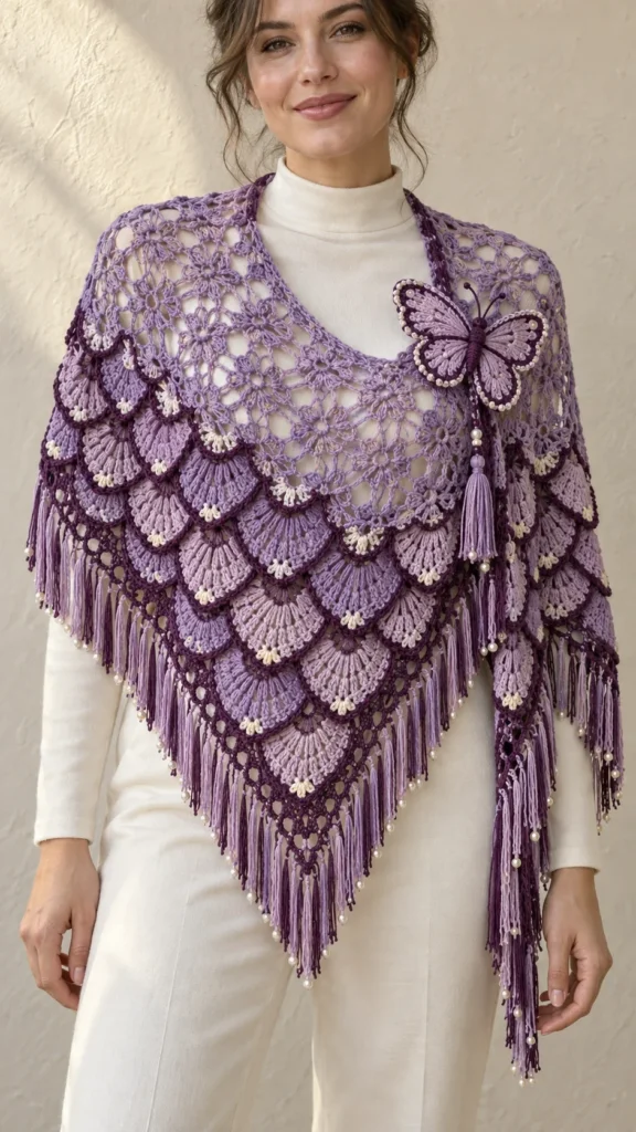 Lavender Butterfly Shawl Crochet Pattern