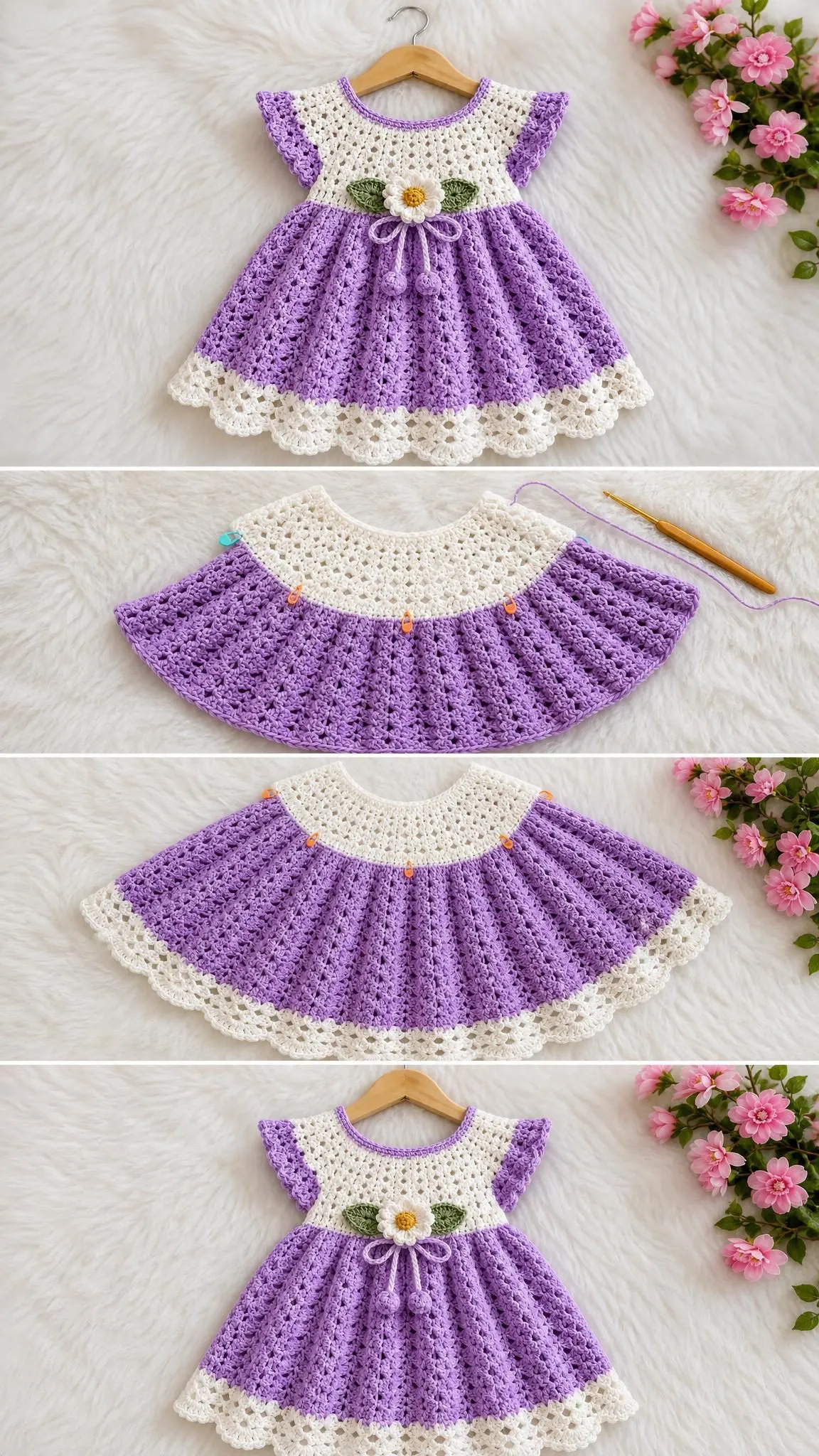 Lavender Daisy Baby Dress Crochet Pattern