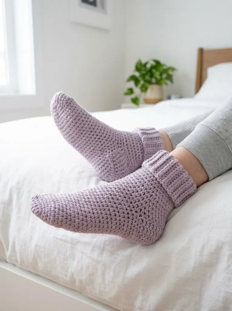 Lavender Dream Ankle Socks Free Crochet Pattern