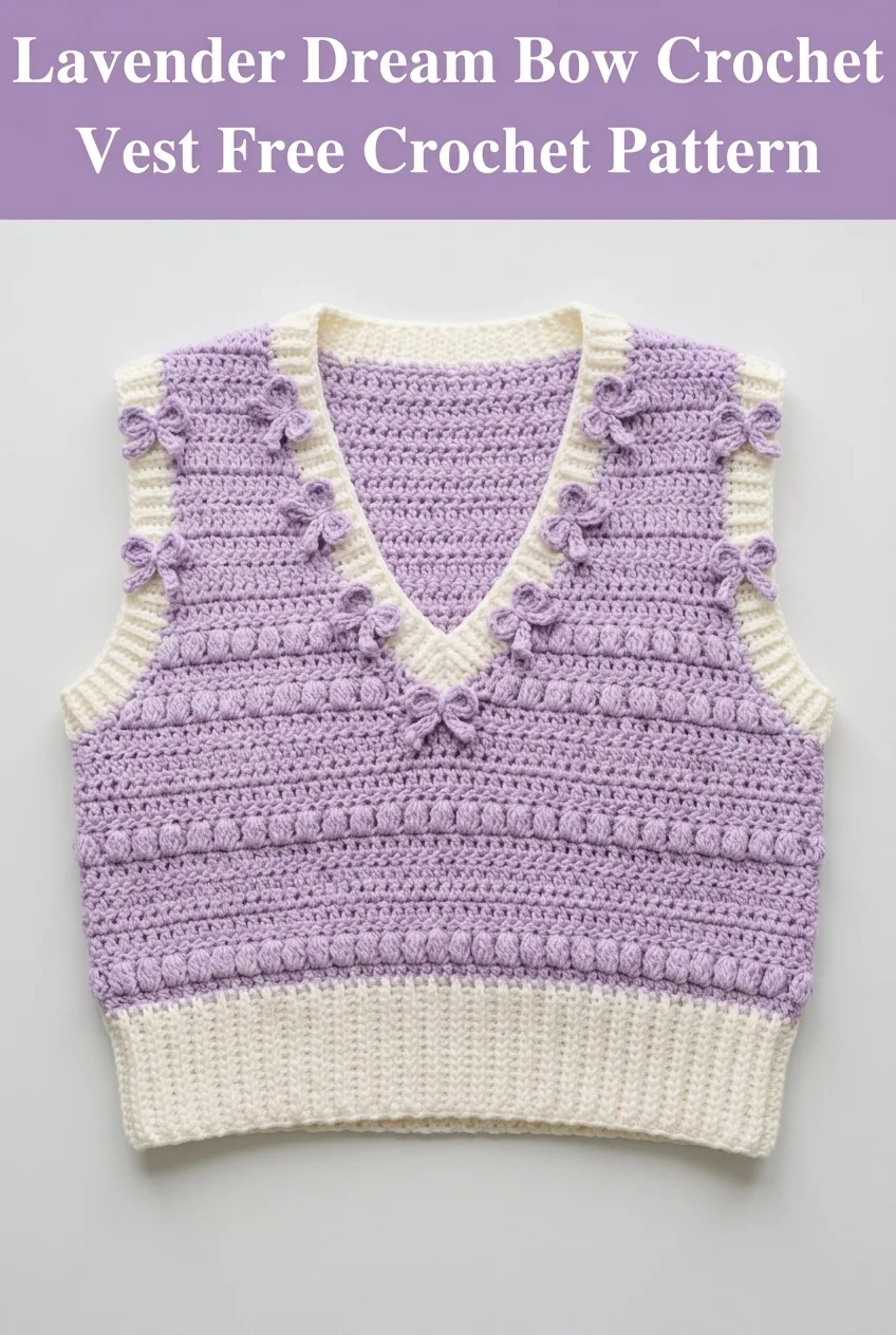 Lavender Dream Bow Crochet Vest Free Crochet Pattern