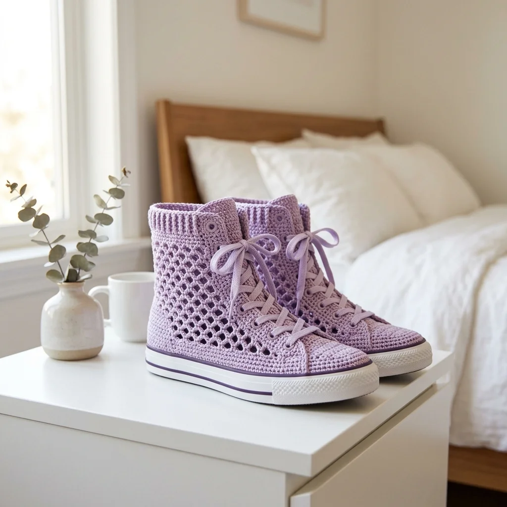 Lavender Dream Mesh Crochet High Tops Free Pattern