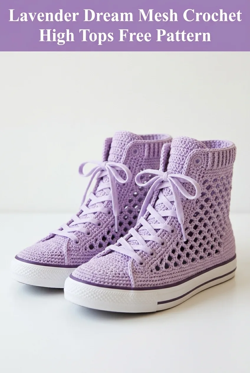 Lavender Dream Mesh Crochet High Tops Free Pattern