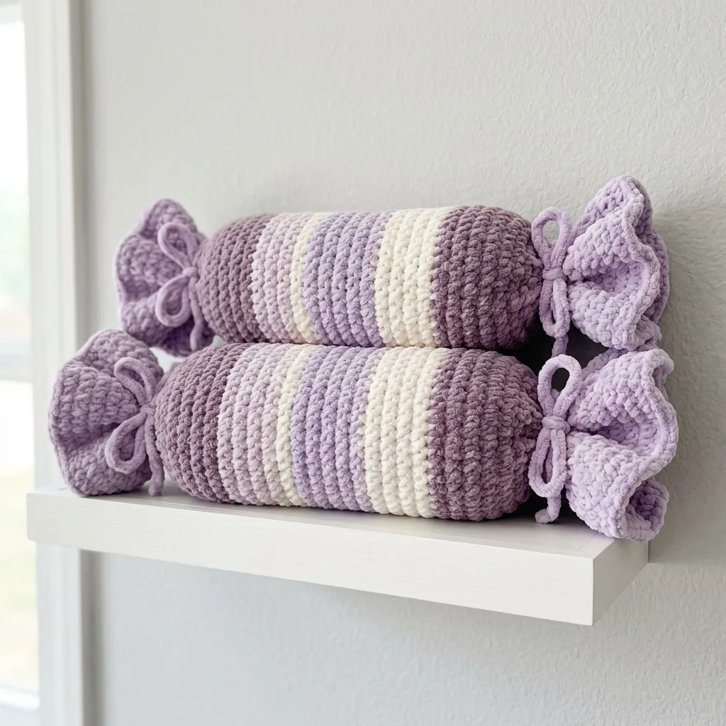 Lavender Dreams Candy Bolster Pillow Free Crochet Pattern