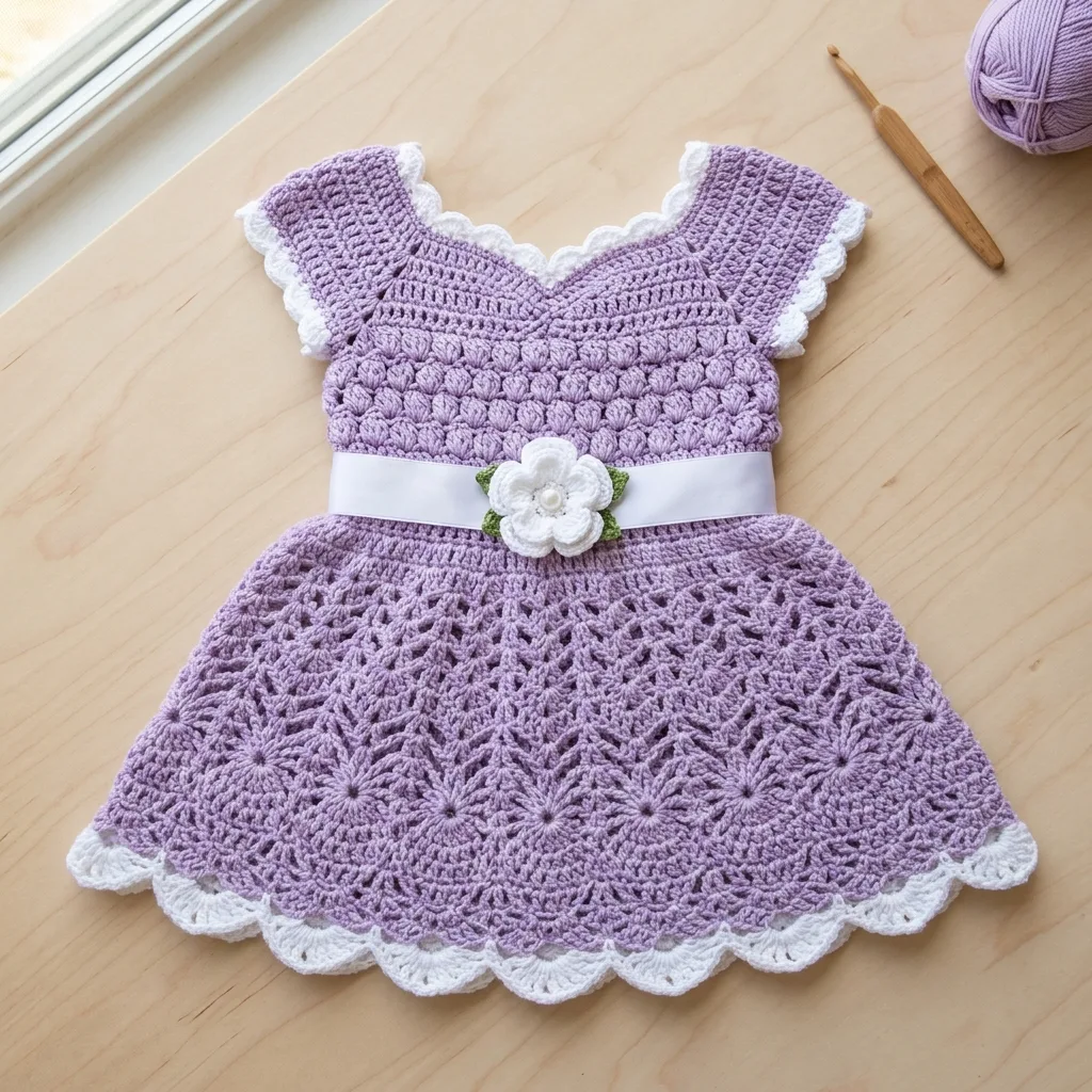 Lavender Lace Baby Dress Free Crochet Pattern
