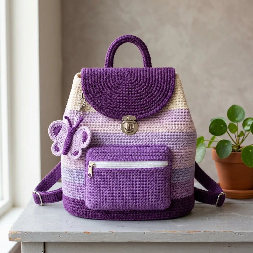 Lavender Ombre Crochet Backpack Free Crochet Pattern