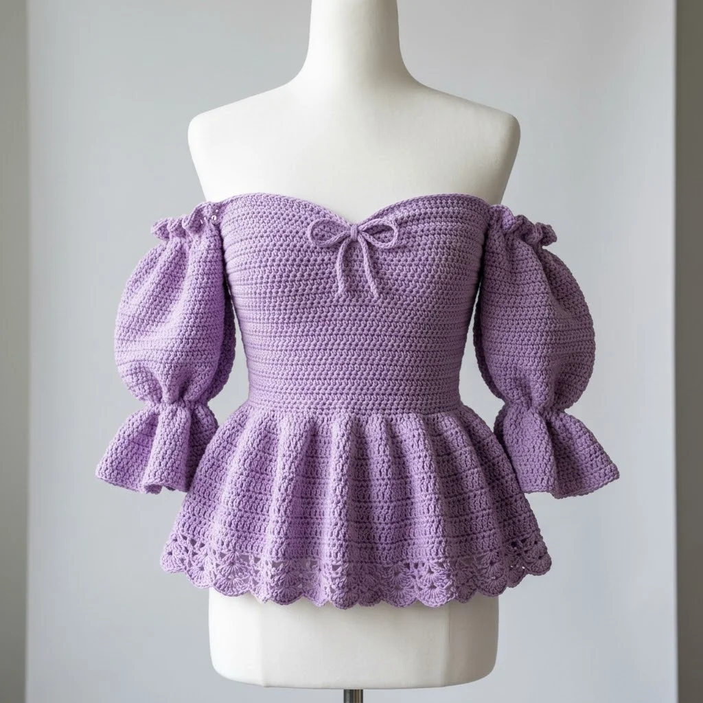 Lavender Purple Dreamy Peplum Crochet Top Pattern