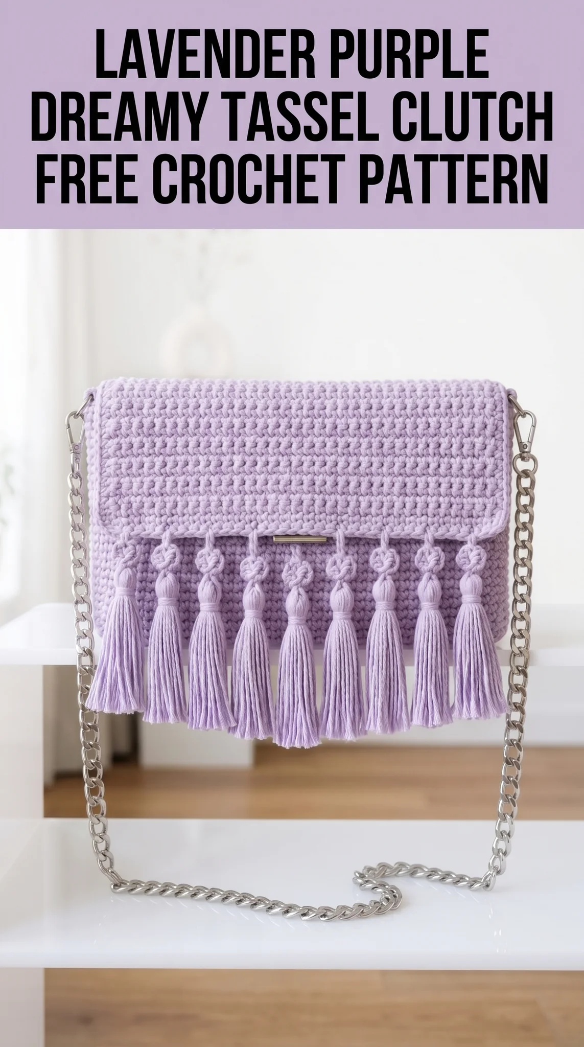 Lavender Purple Dreamy Tassel Clutch Free Crochet Pattern