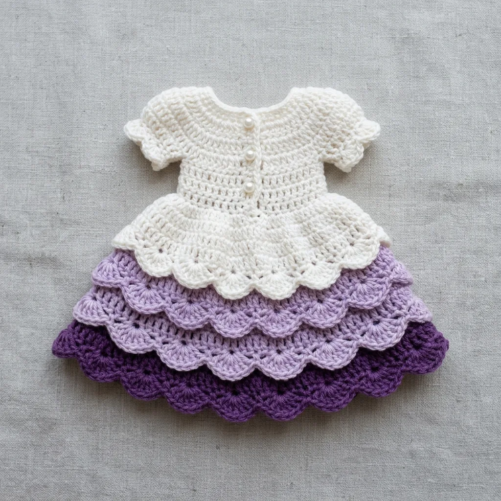 Lavender Tiered Ruffle Doll Dress Free Crochet Pattern