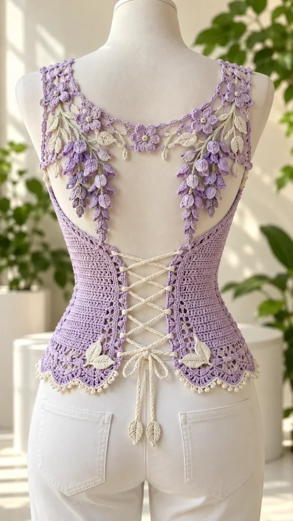Lilac Wisteria Lace-Up Top Crochet Pattern