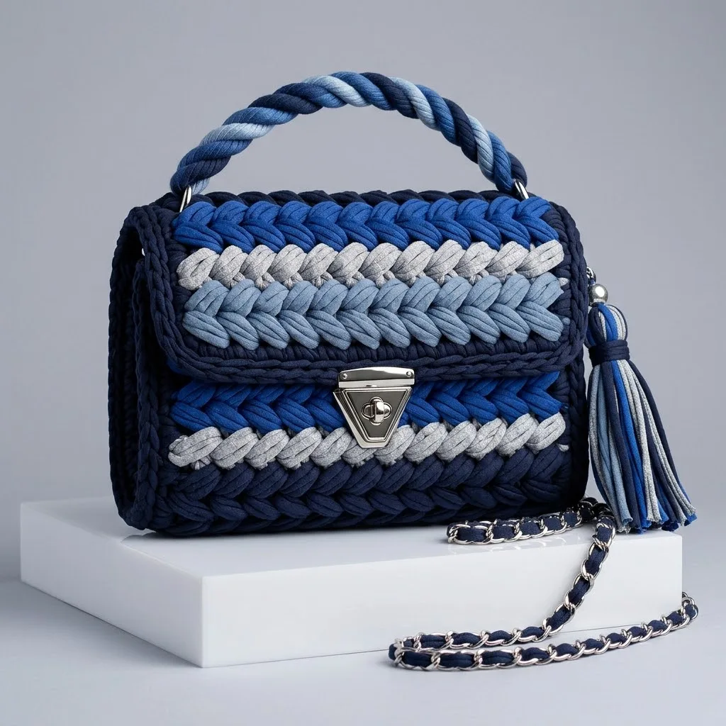 Midnight Navy Elegant Braided Clutch Free Crochet Pattern