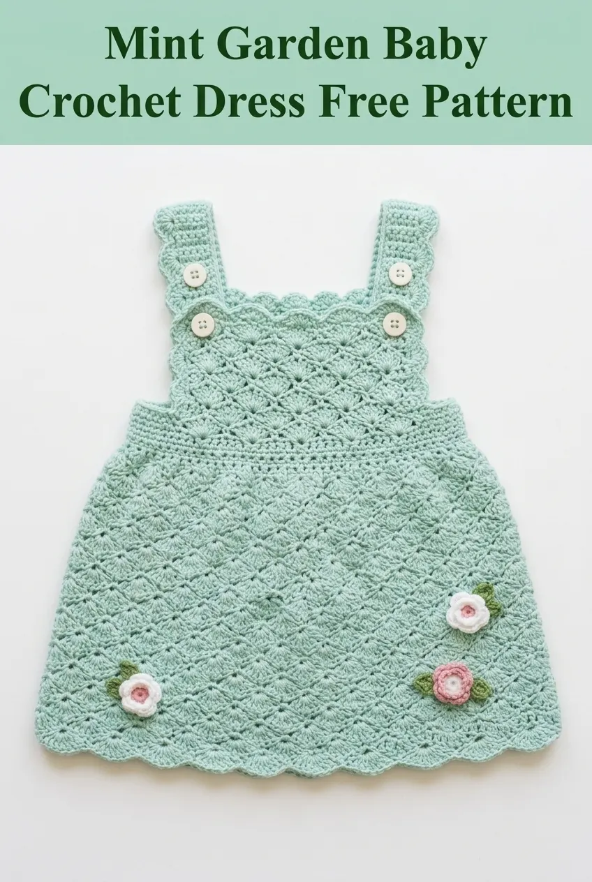 Mint Garden Baby Crochet Dress Free Pattern