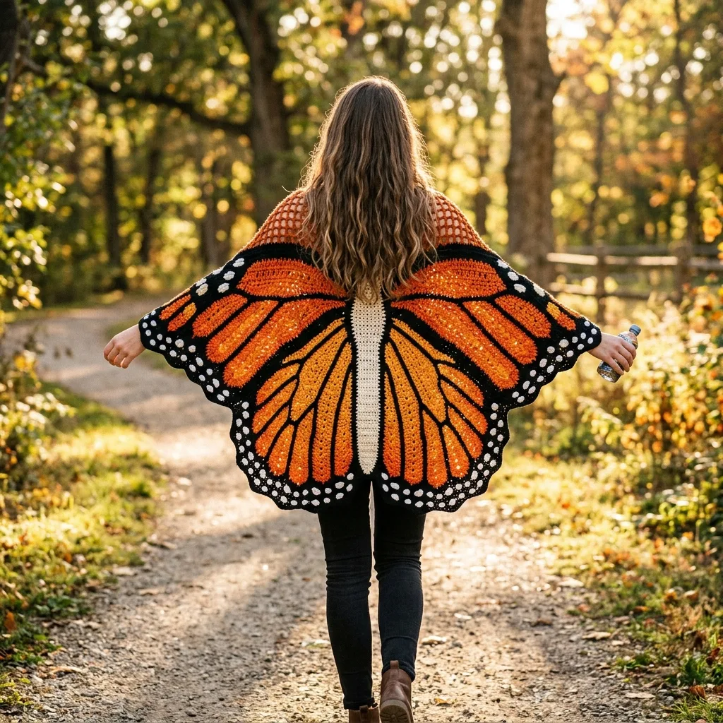 Monarch Butterfly Shawl Free Crochet Pattern