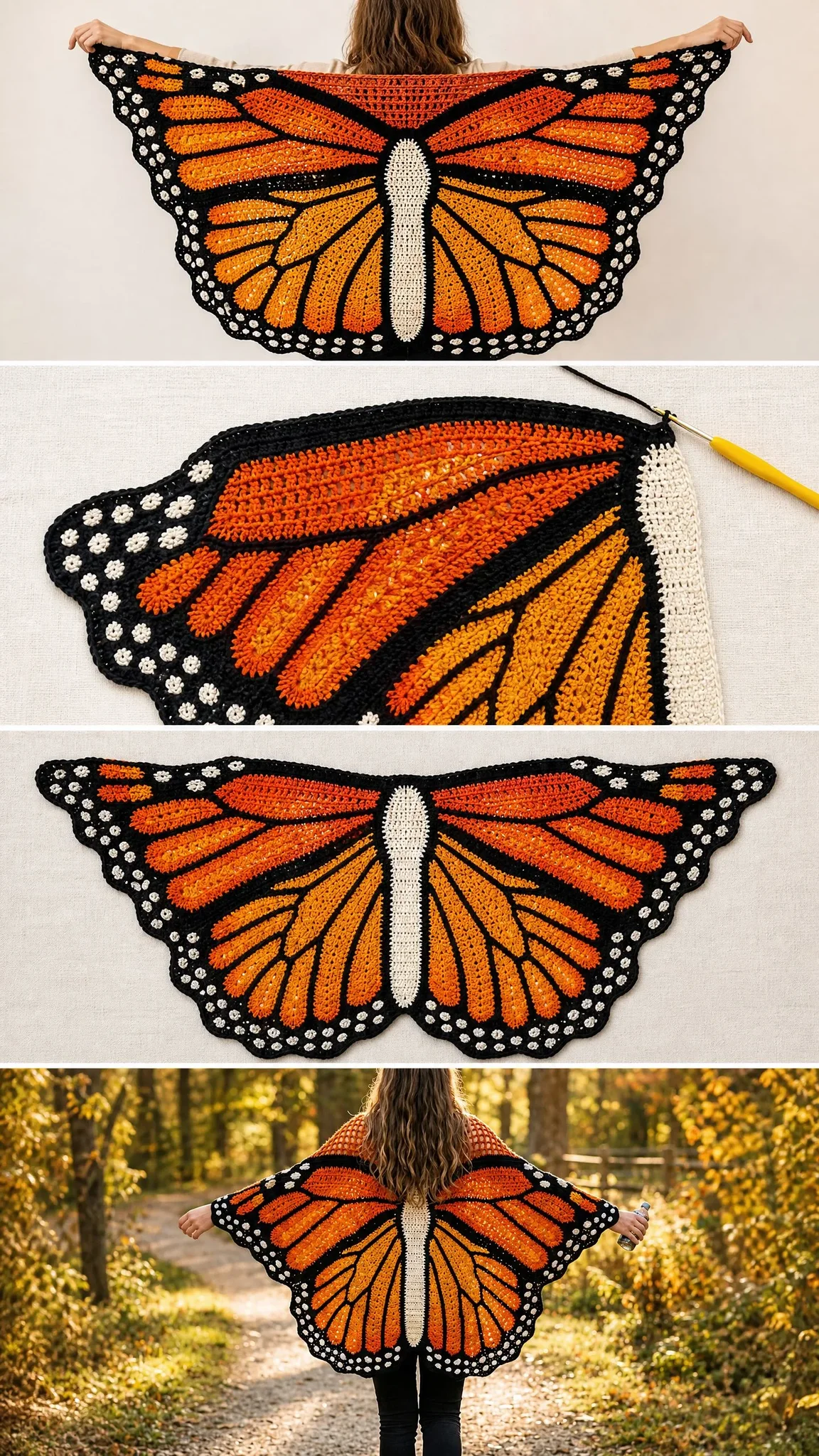 Monarch Butterfly Shawl Free Crochet Pattern