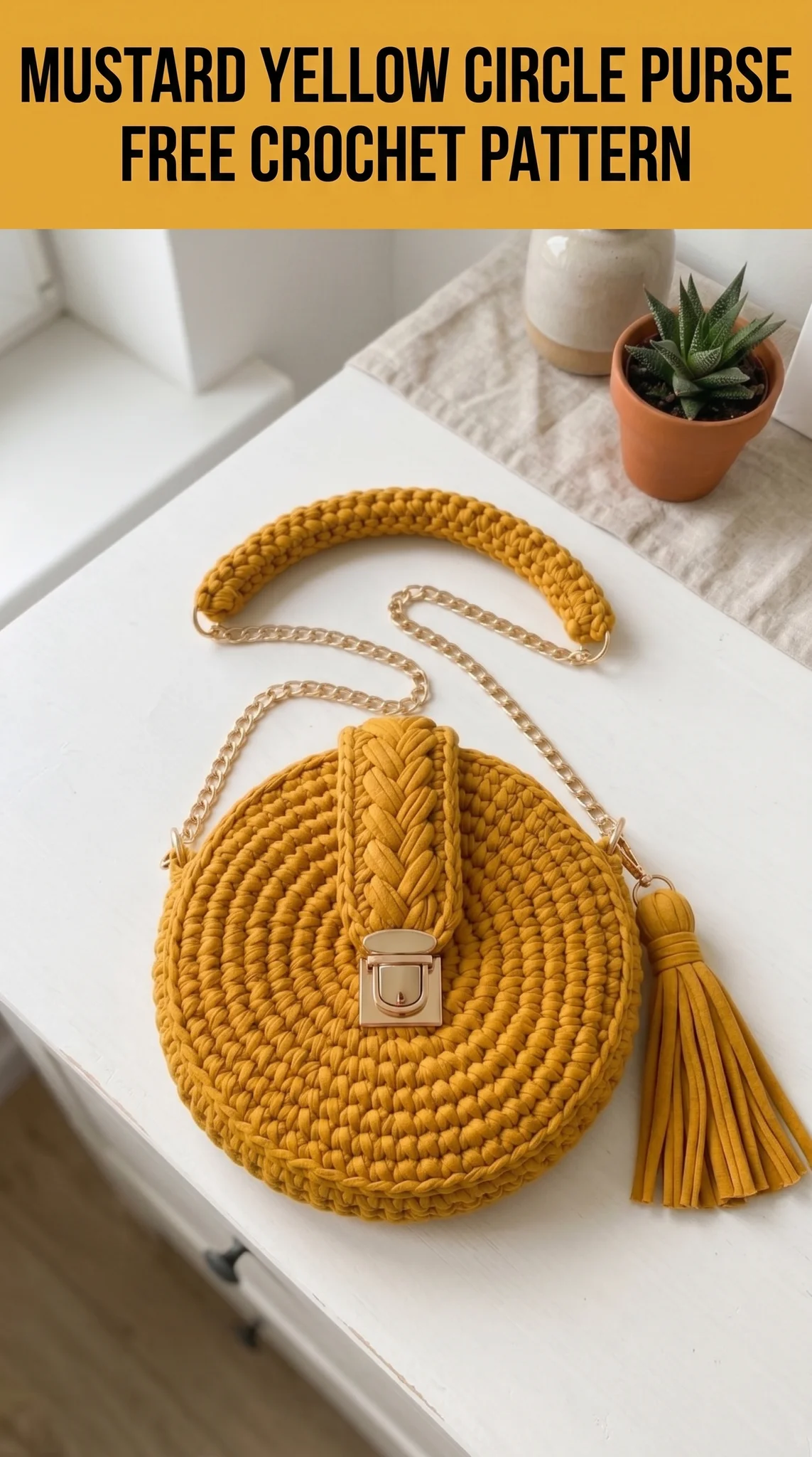 Mustard Yellow Circle Purse Free Crochet Pattern