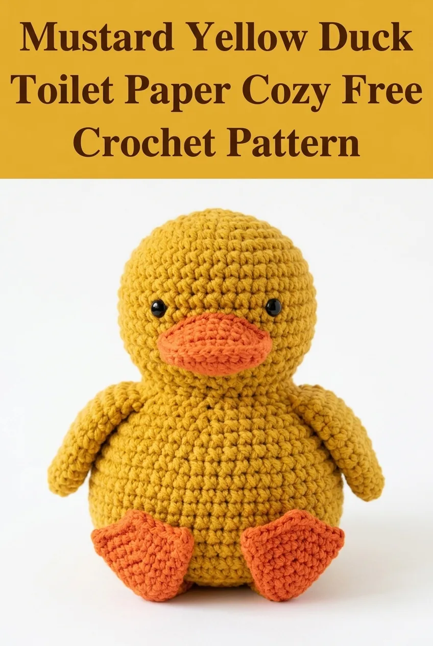 Mustard Yellow Duck Toilet Paper Cozy Free Crochet Pattern