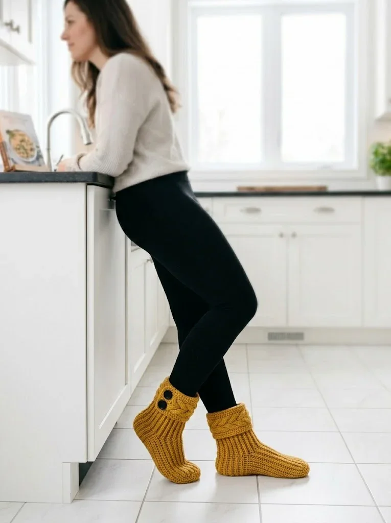 Mustard Yellow Sunshine Slipper Boots Free Crochet Pattern
