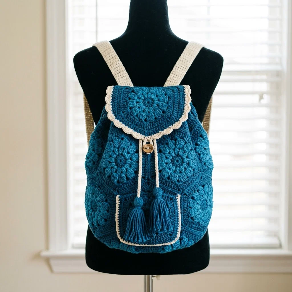 Ocean Blue Coastal Granny Square Backpack Crochet Pattern