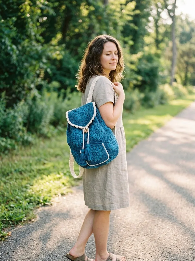 Ocean Blue Coastal Granny Square Backpack Crochet Pattern