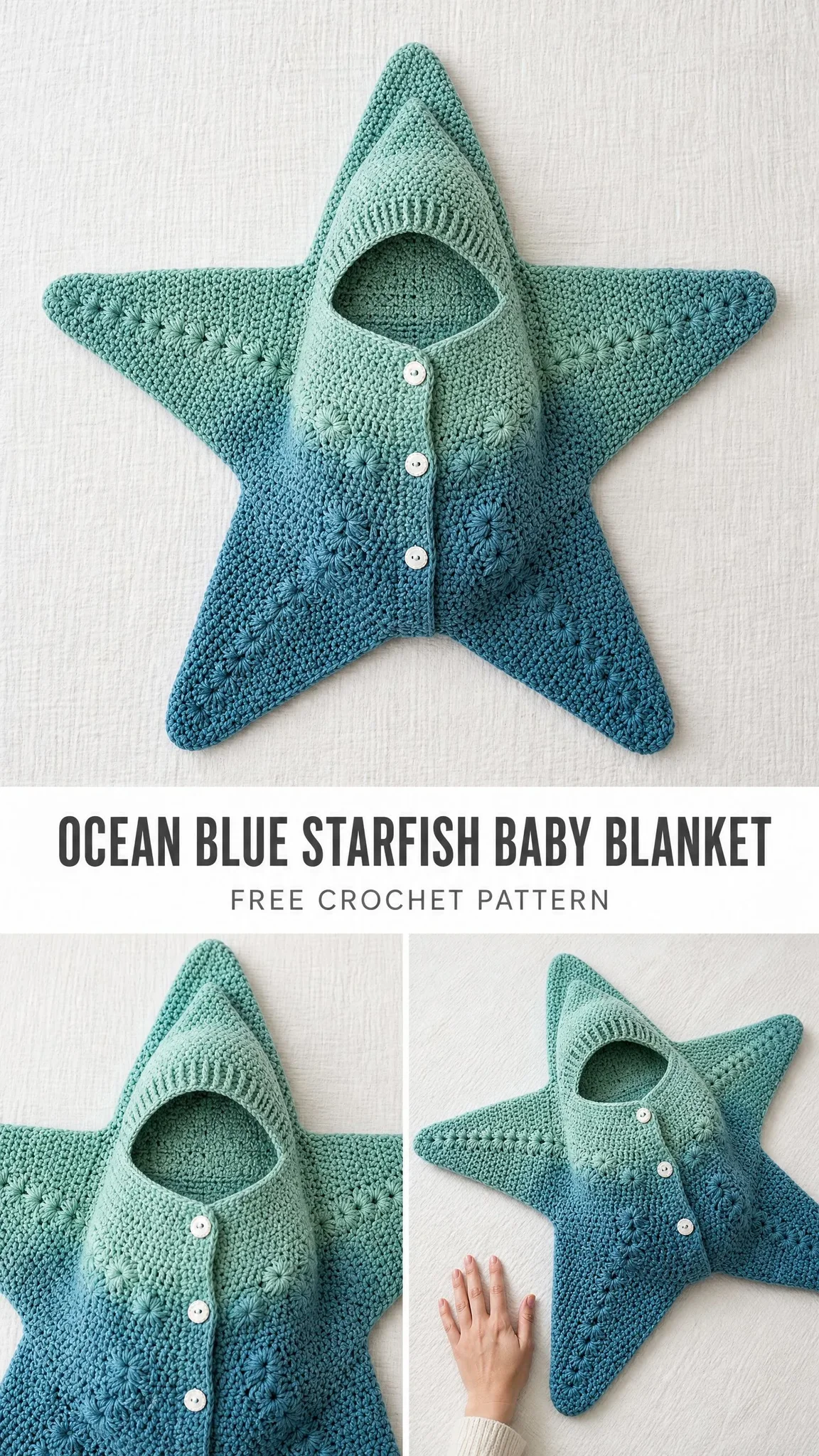 Ocean Blue Starfish Baby Blanket Free Crochet Pattern