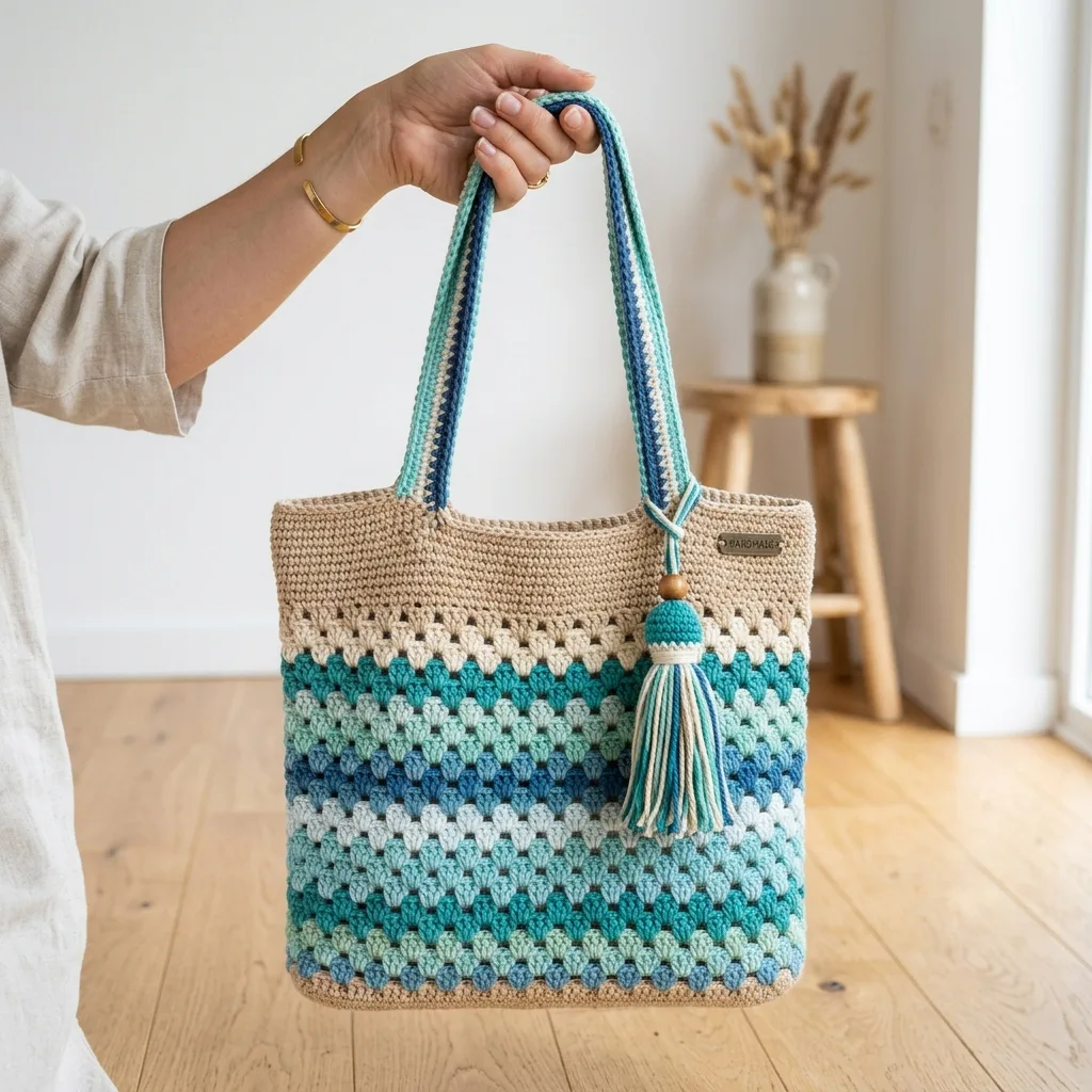 Ocean Breeze Granny Tote Bag Free Crochet Pattern