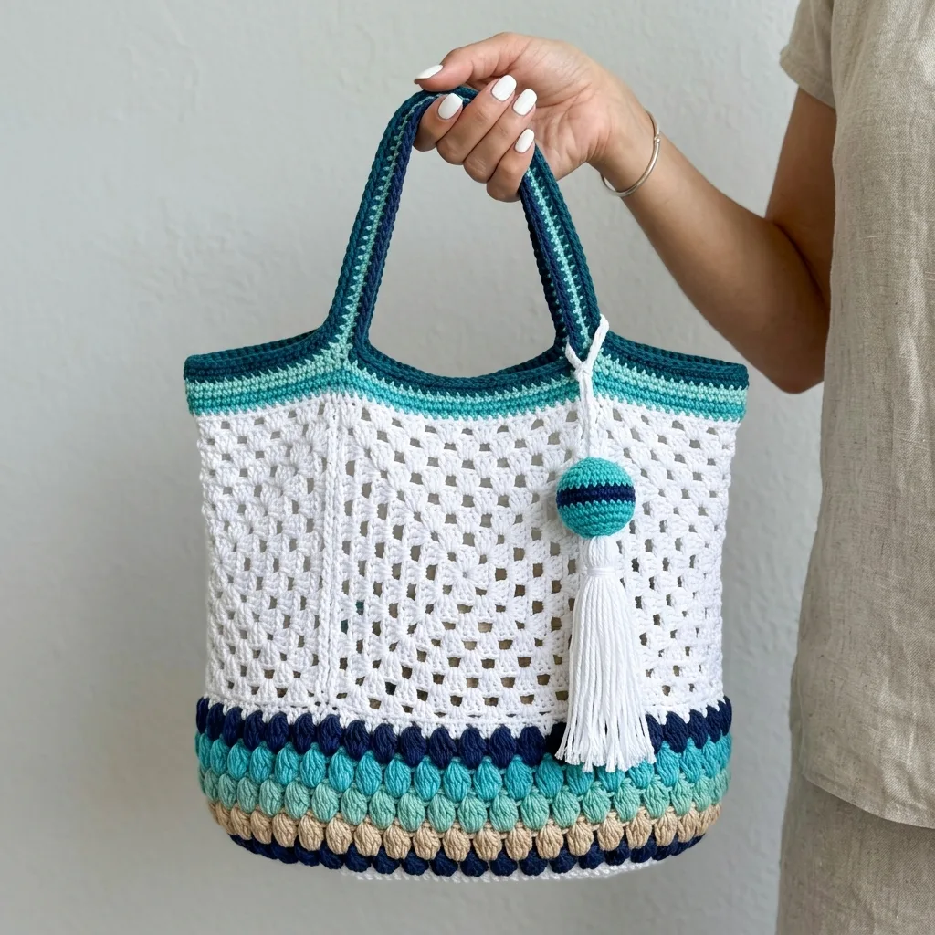 Ocean Breeze Granny Tote Bag Free Crochet Pattern